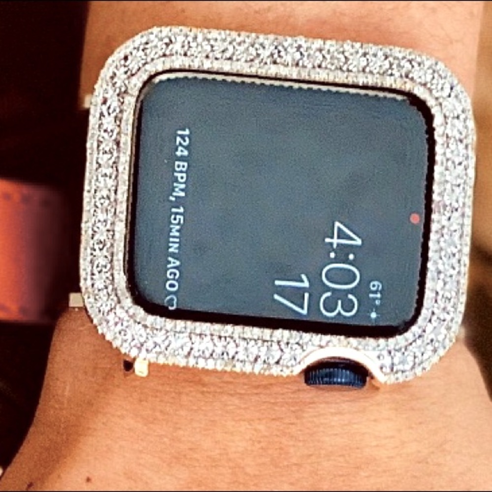 NEW Apple Watch 45mm REAL genuine natural diamond bezel REAL DIAMOND Custom Case - Picture 2 of 7